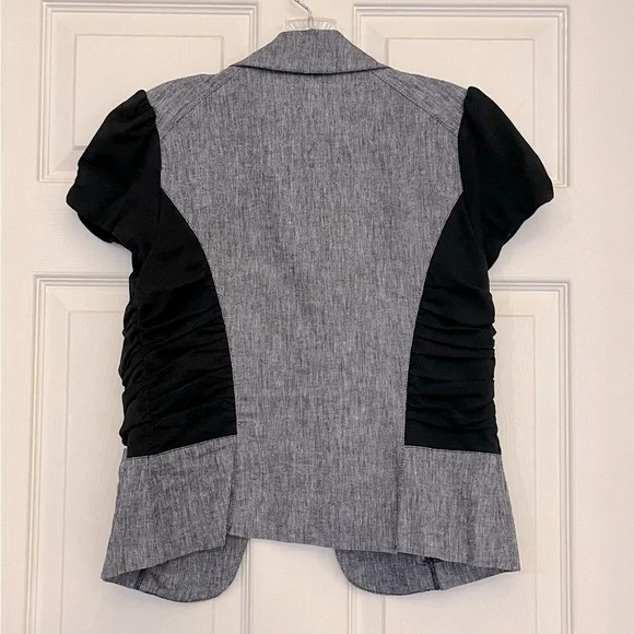🌸3/$25 Candies Linen Blend Black & Gray Blazer Jacket with Ruching Detail Size M - Picture 9 of 16